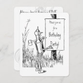 ヴィンテージ魔法使いオズ。ティンマンアンドライオン誕生日 招待状 (正面/裏面)