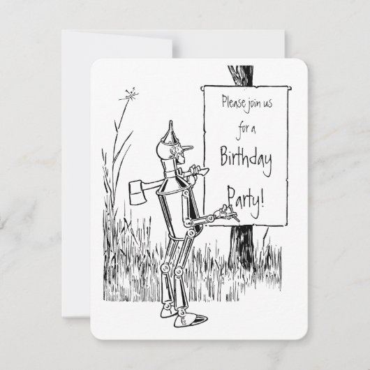 ヴィンテージ魔法使いオズ。ティンマンアンドライオン誕生日 招待状 (正面)