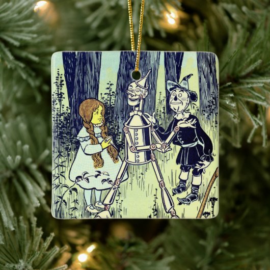 ヴィンテージ魔法使いオズ、ドロシーとティンマンが出会う セラミックオーナメント (ツリー)