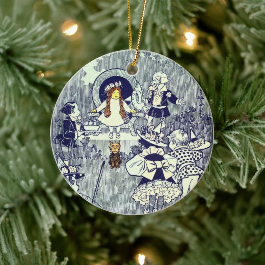 ヴィンテージ魔法使いオズ、ドロシーとマンチキンたち セラミックオーナメント (ツリー)