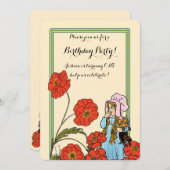 ヴィンテージ魔法使いオズ、ドロシー、ガールバースデーパーティー 招待状 (正面/裏面)