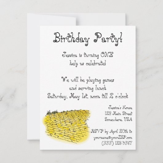 ヴィンテージ魔法使いオズ。ドロシー・ガール・バースデーパーティー 招待状 (裏面)