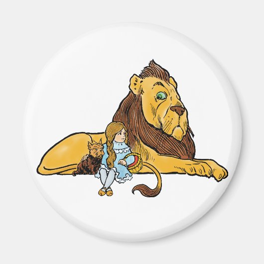 ヴィンテージ魔法使いオズ、ドロシー、トトとライオン マグネット (正面)