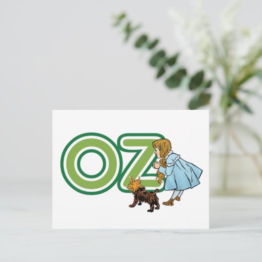 ヴィンテージ魔法使いオズ・ドロシー・トトと大きな手紙 ポストカード (スタンド正面)