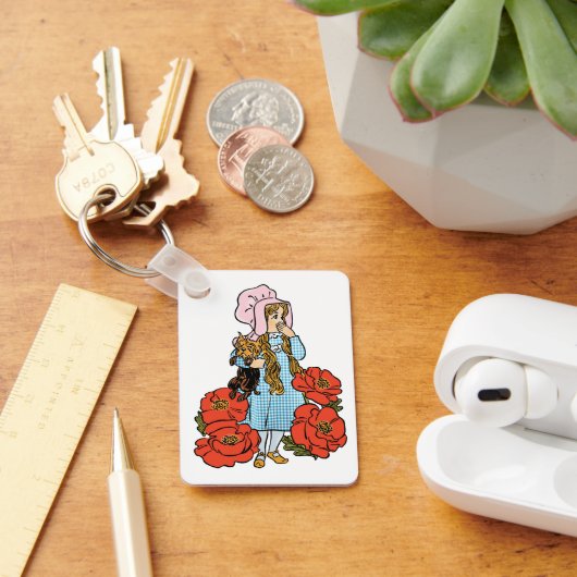 ヴィンテージ魔法使いオズ、ドロシー、赤いポピーの花 キーホルダー (デスク)