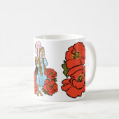 ヴィンテージ魔法使いオズ、ドロシー、赤いポピーの花 コーヒーマグカップ (正面右)