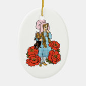 ヴィンテージ魔法使いオズ、ドロシー、赤いポピーの花 セラミックオーナメント (正面)