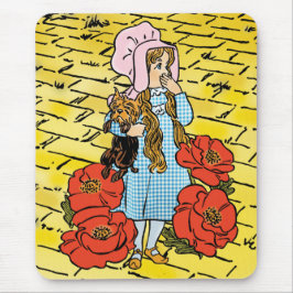 ヴィンテージ魔法使いオズ、ドロシー、赤いポピーの花 マウスパッド