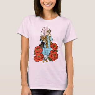 ヴィンテージ魔法使いオズ、ドロシー、赤いポピーの花 Tシャツ