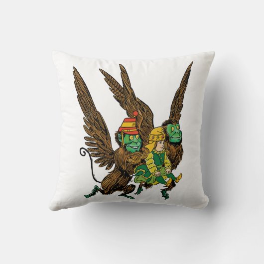 ヴィンテージ魔法使いオズ、ドロシー、邪悪なサル飛んでいる クッション (裏面)