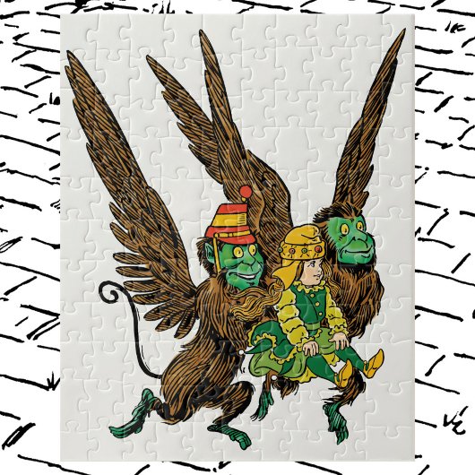 ヴィンテージ魔法使いオズ、ドロシー、邪悪なサル飛んでいる ジグソーパズル