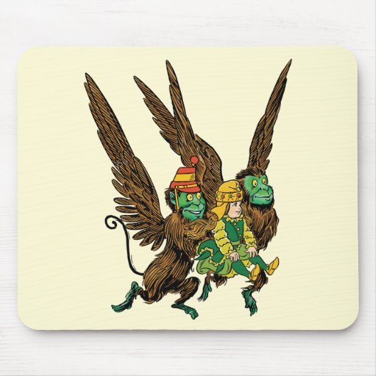 ヴィンテージ魔法使いオズ、ドロシー、邪悪なサル飛んでいる マウスパッド (正面)