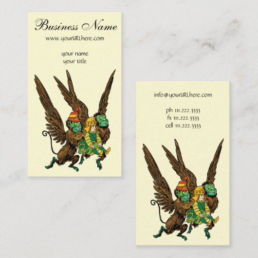 ヴィンテージ魔法使いオズ、ドロシー、邪悪なサル飛んでいる 名刺 (正面/裏面)