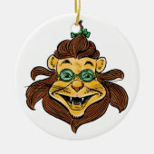 ヴィンテージ魔法使いオズ、ライオンがメガネをかけている セラミックオーナメント (正面)