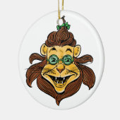 ヴィンテージ魔法使いオズ、ライオンがメガネをかけている セラミックオーナメント (左)