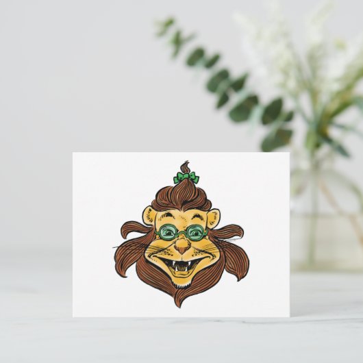 ヴィンテージ魔法使いオズ、ライオンがメガネをかけている ポストカード (スタンド正面)