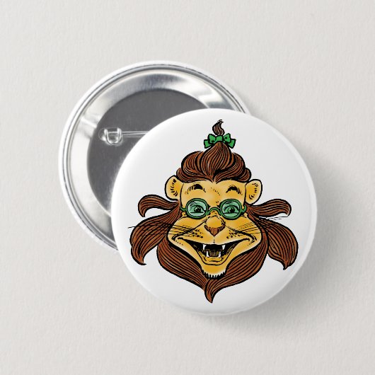 ヴィンテージ魔法使いオズ、ライオンがメガネをかけている 缶バッジ (正面&裏面)