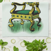 ヴィンテージ魔法使いオズ、不機嫌な魔法使いエメラルド玉座 キッチンタオル (折り畳み)