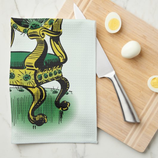 ヴィンテージ魔法使いオズ、不機嫌な魔法使いエメラルド玉座 キッチンタオル (四つ折り)