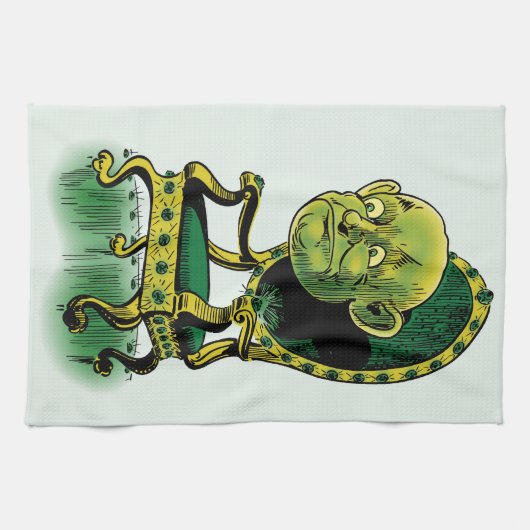 ヴィンテージ魔法使いオズ、不機嫌な魔法使いエメラルド玉座 キッチンタオル (横)