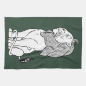 ヴィンテージ魔法使いオズ、勇敢な臆病ライオン キッチンタオル (横)