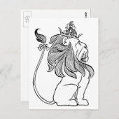 ヴィンテージ魔法使いオズ、王冠を持つ臆病ライオン ポストカード (正面/裏面)