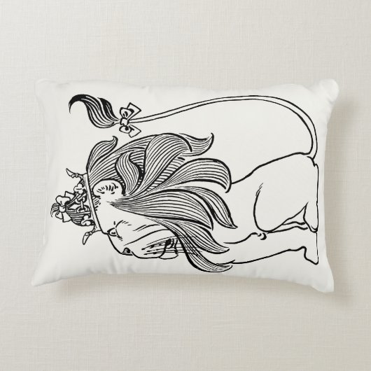 ヴィンテージ魔法使いオズ、臆病ライオン王冠 アクセントクッション (裏面)