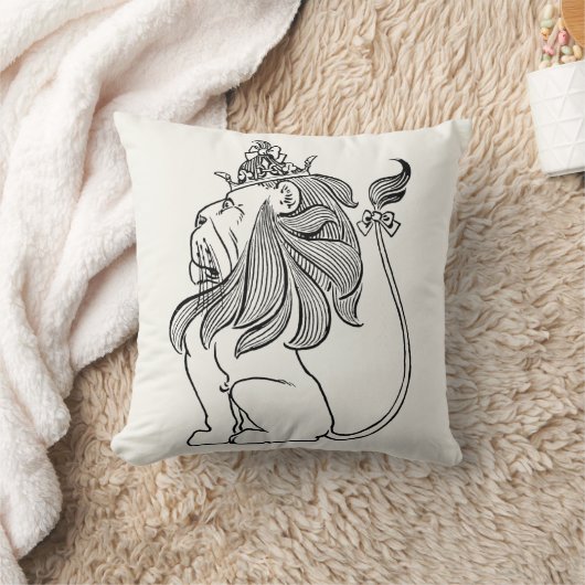 ヴィンテージ魔法使いオズ、臆病ライオン王冠 クッション (ブランケット)