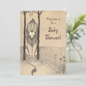 ヴィンテージ魔法使いオズ、臆病ライオン赤ちゃんシャワー 招待状 (スタンド正面)