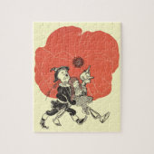ヴィンテージ魔法使いドロシーとポピーな花 ジグソーパズル (縦)
