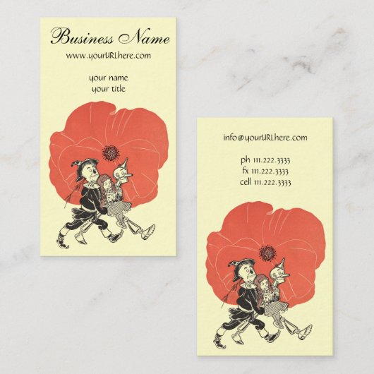 ヴィンテージ魔法使いドロシーとポピーな花 名刺 (正面/裏面)