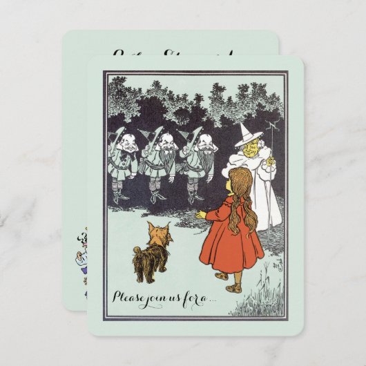 ヴィンテージ魔法使いドロシー・マンチキンズ・ベビーシャワー 招待状 (正面/裏面)