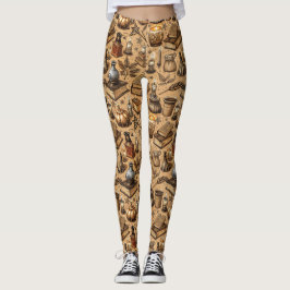 ヴィンテージ魔術の本とキャンドルのパターン (2) レギンス