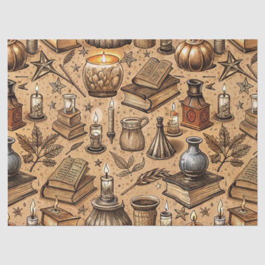 ヴィンテージ魔術の本とキャンドルパターン (2) 薄葉紙 (正面)