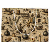 ヴィンテージ魔術の本&ろうそく模様 ラージペーパーバッグ (裏面)