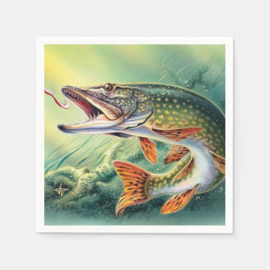 ヴィンテージ魚あらゆる目的パーティーナプキン スタンダードカクテルナプキン (正面)