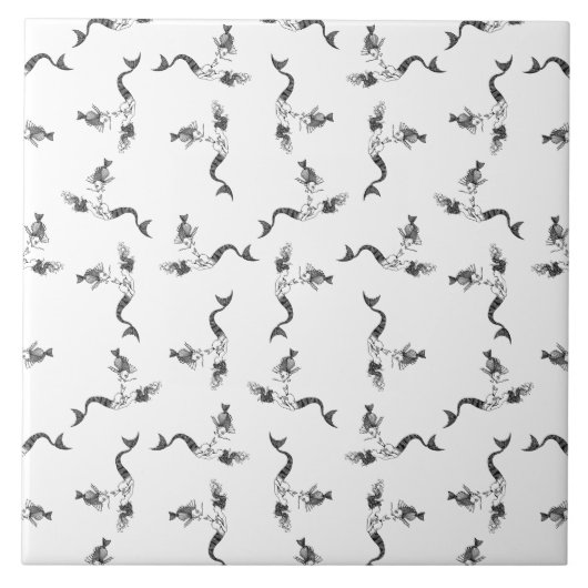 ヴィンテージ魚のカスタム背景色 タイル (正面)