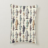 ヴィンテージ魚のスケッチ、シームレスなパターン。 アクセントクッション (裏面(縦))