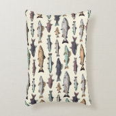 ヴィンテージ魚のスケッチ、シームレスなパターン。 アクセントクッション (正面(垂直))