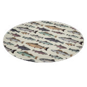 ヴィンテージ魚のスケッチ、シームレスなパターン。 カッティングボード (角)