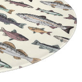 ヴィンテージ魚のスケッチ、シームレスなパターン。 カッティングボード (角)