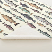 ヴィンテージ魚のスケッチ、シームレスなパターン。 シェルパブランケット (3/4)