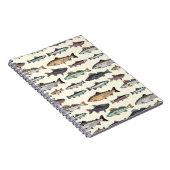 ヴィンテージ魚のスケッチ、シームレスなパターン。 ノートブック (右側)