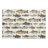 ヴィンテージ魚のスケッチ、シームレスなパターン。 枕カバー (裏面)