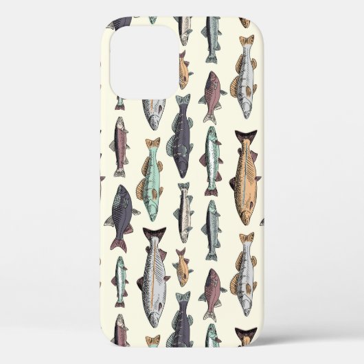 ヴィンテージ魚のスケッチ、シームレスなパターン。 Case-Mate iPhoneケース (裏面)