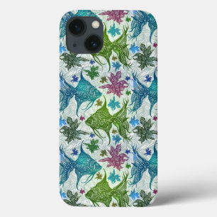 ヴィンテージ魚のパターン iPhone 13ケース