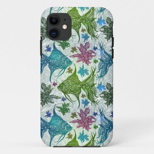 ヴィンテージ魚のパターン Case-Mate iPhoneケース (裏面)