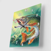 ヴィンテージ魚の愛好家のオフィスの時計 スクエア壁時計 (傾斜)