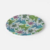 ヴィンテージ魚の柄 ペーパープレート (アングル)