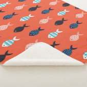 ヴィンテージ魚の継ぎ目のない模様。魚の群れ シェルパブランケット (3/4)